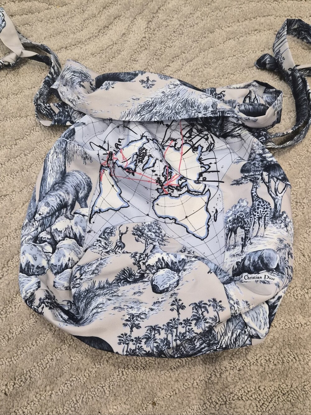 New-Dior Beauty Around the World VIP Drawstring Pouch Map Print Limited Edition - Picture 5 of 6
